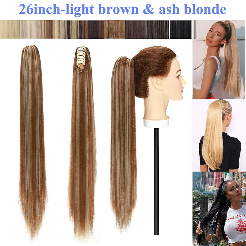 Thick Ponytail Hair Extension with Claw Clip - Wavy Curly Synthetic Hair