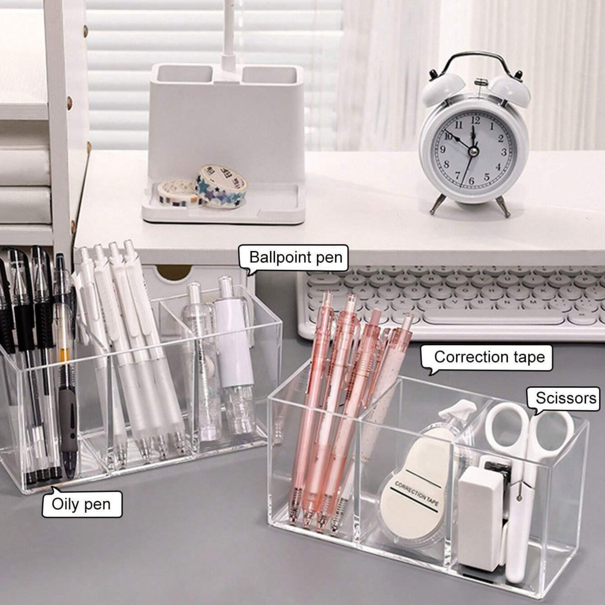 3 Slot Makeup Brush Organizer with Clear PET Material for Cosmetics Storage