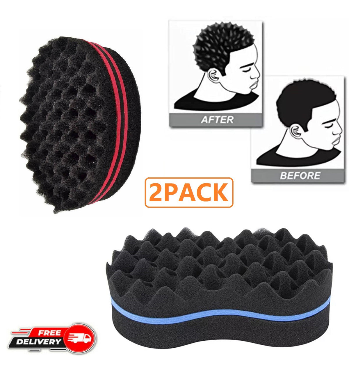 2PCS Hair Sponge Magic Barber Twist Curl Brush Dreads Locking Afro