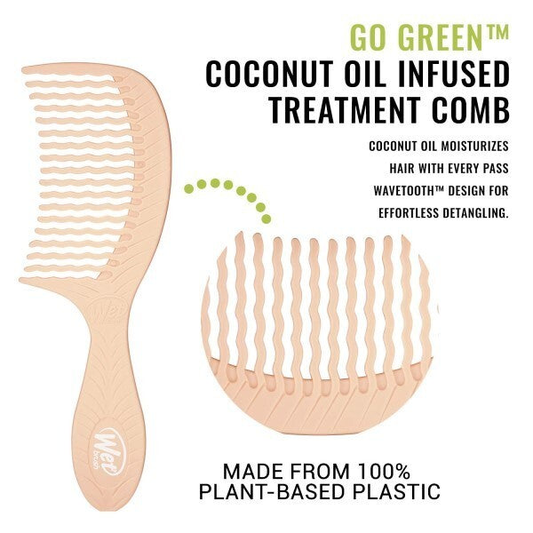 Wet Brush Go Green Coconut Oil Infused Detangling Comb with WaveTooth Design
