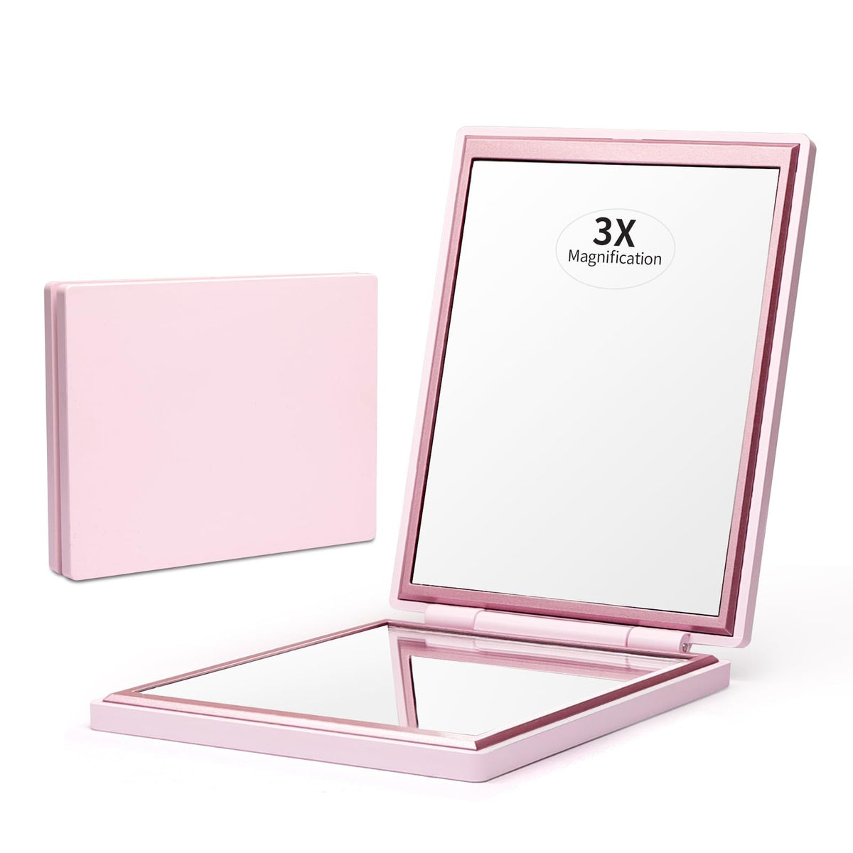 Portable Travel Compact Mirror with 1x/3x Magnification Pink