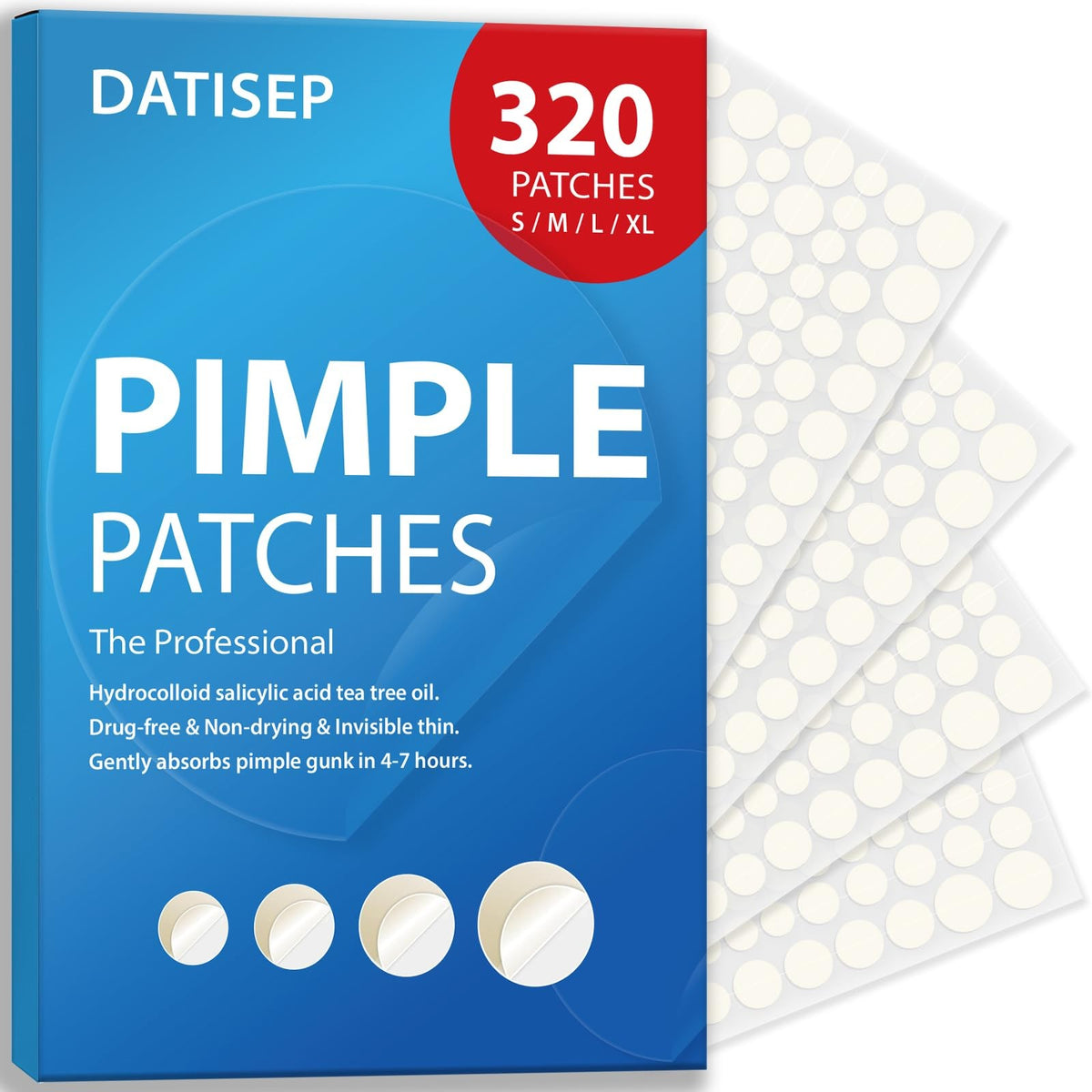 Hydrocolloid Acne Patches with Natural Ingredients - 320 Count, Invisible Spot Treatment