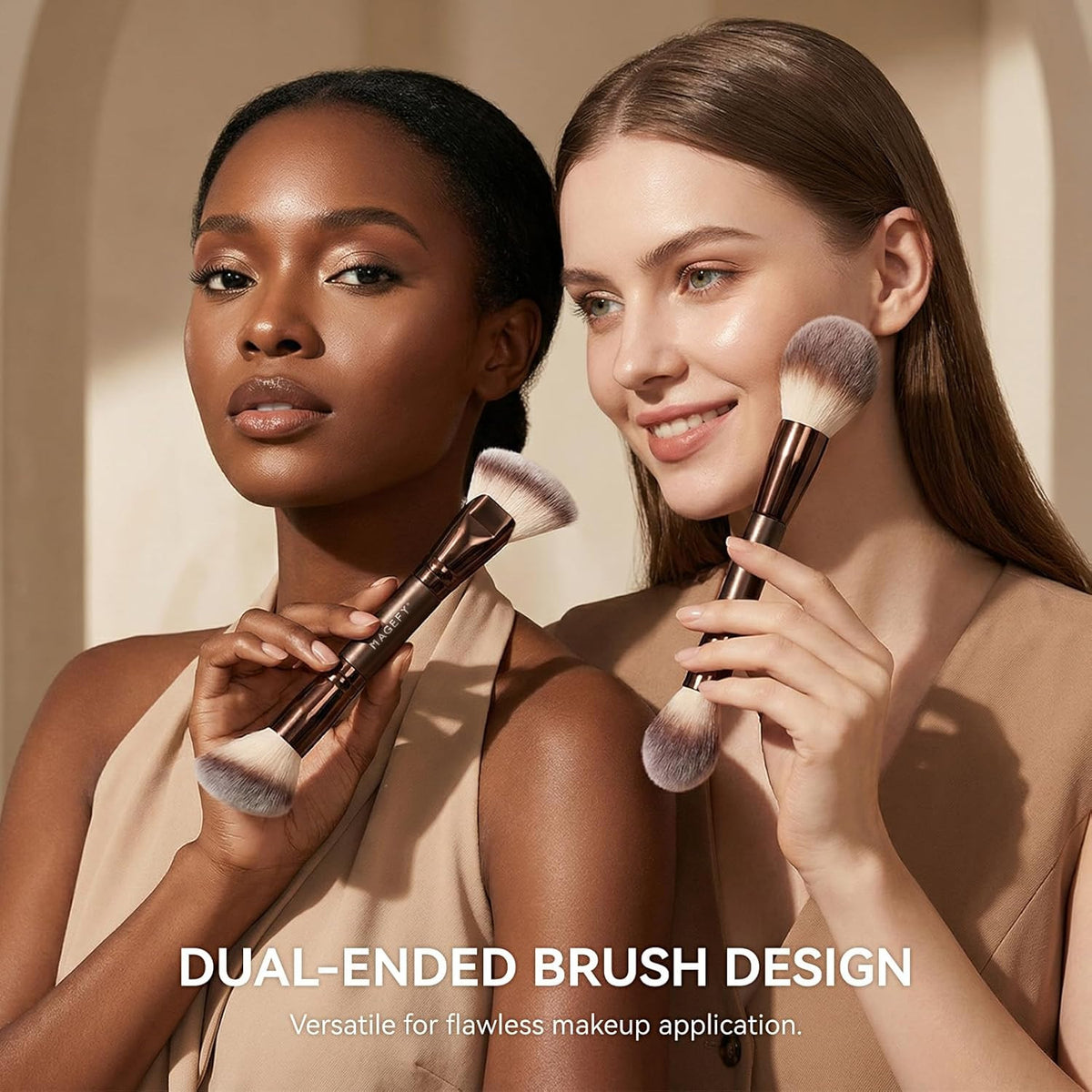 22-Piece Professional Makeup Brush Set with Double-End Brushes and Pouch