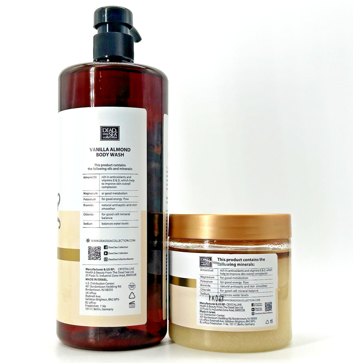 Dead Sea Collection Vanilla Almond Body Wash (33.8 oz) & Salt Scrub