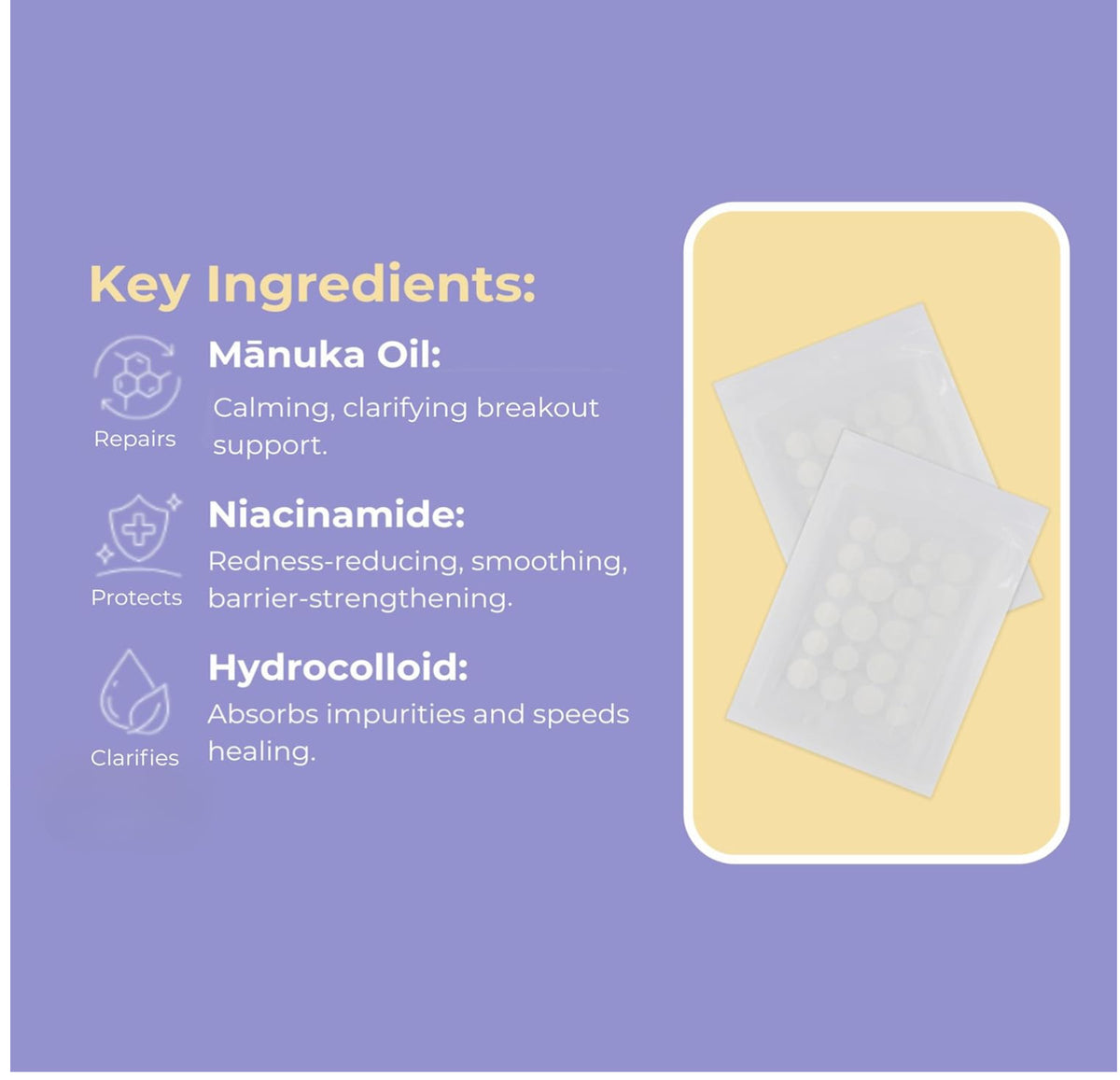 Teen Pimple Patches with Mānuka Oil & Niacinamide - 48 Clear Hydrocolloid Spots