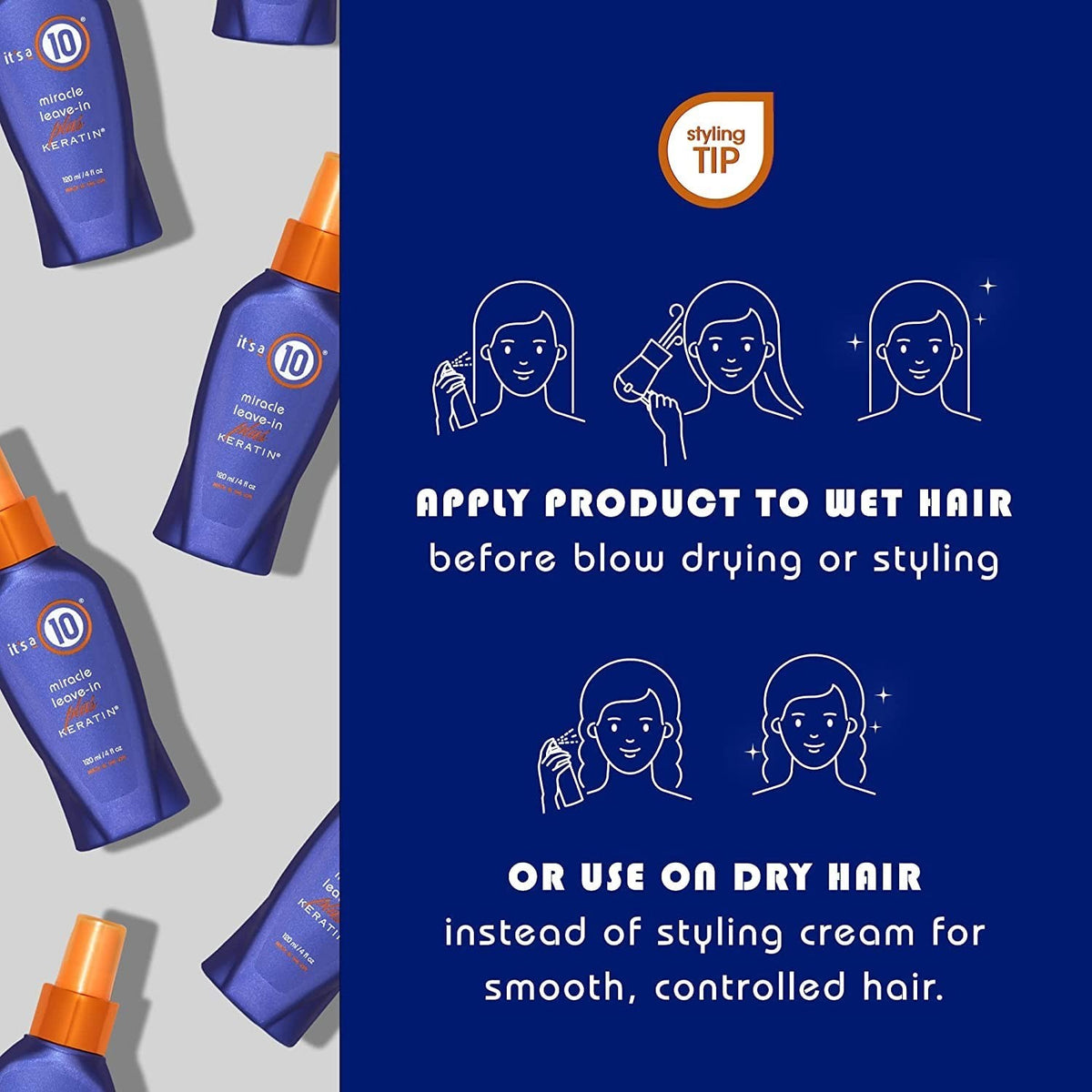 Hair Leave-In Conditioner with Keratin & Green Tea Scent - Heat & Breakage Protection