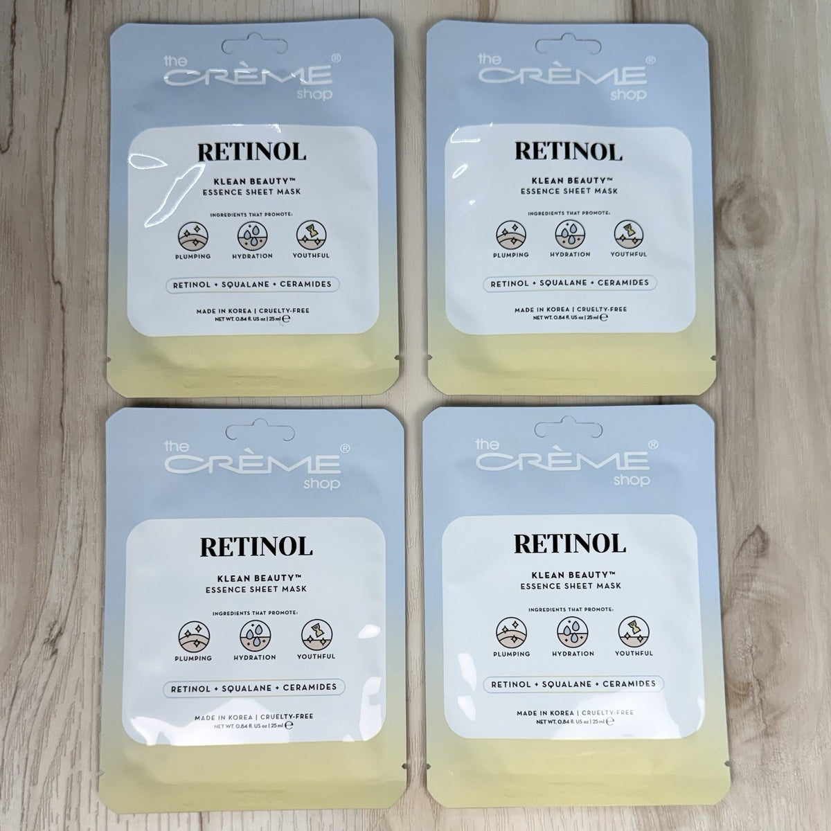 Retinol Sheet Mask 4-Pack - Korean Beauty Essence .84oz