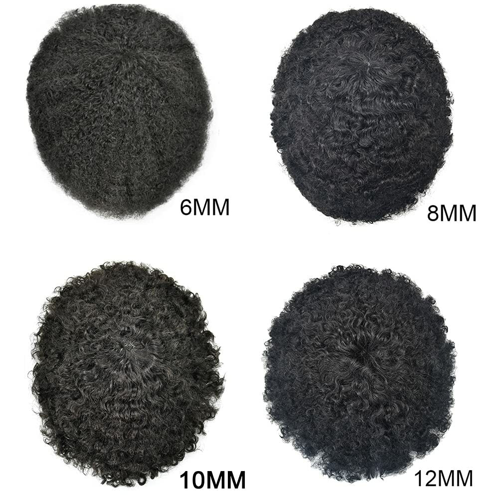 Full Poly Skin Afro Wavy Hair System for Men - African American Hair Replacement