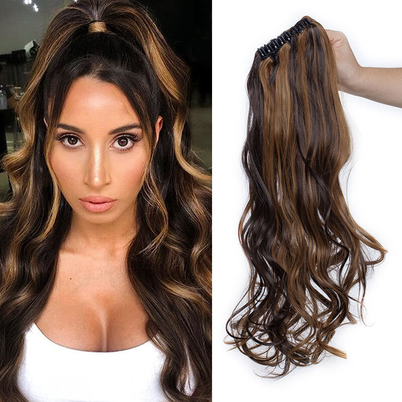 26-Inch Real Human Hair Ponytail Extension with Claw Clip - Thick Hairpiece
