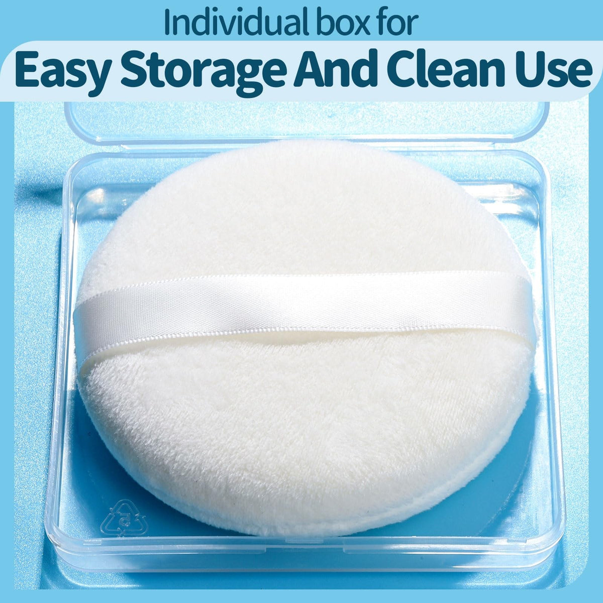 Large Powder Puff for Body Powder - 4.13 Inch Pack of 2 with Storage Box
