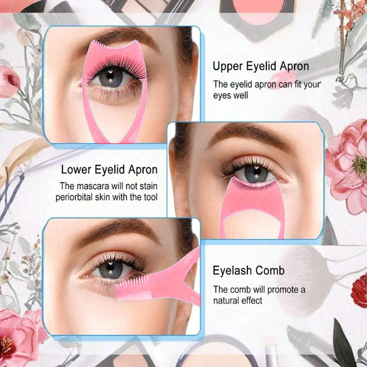 Mascara Shield & Lash Comb Set - Eyelash Application & Makeup Tools