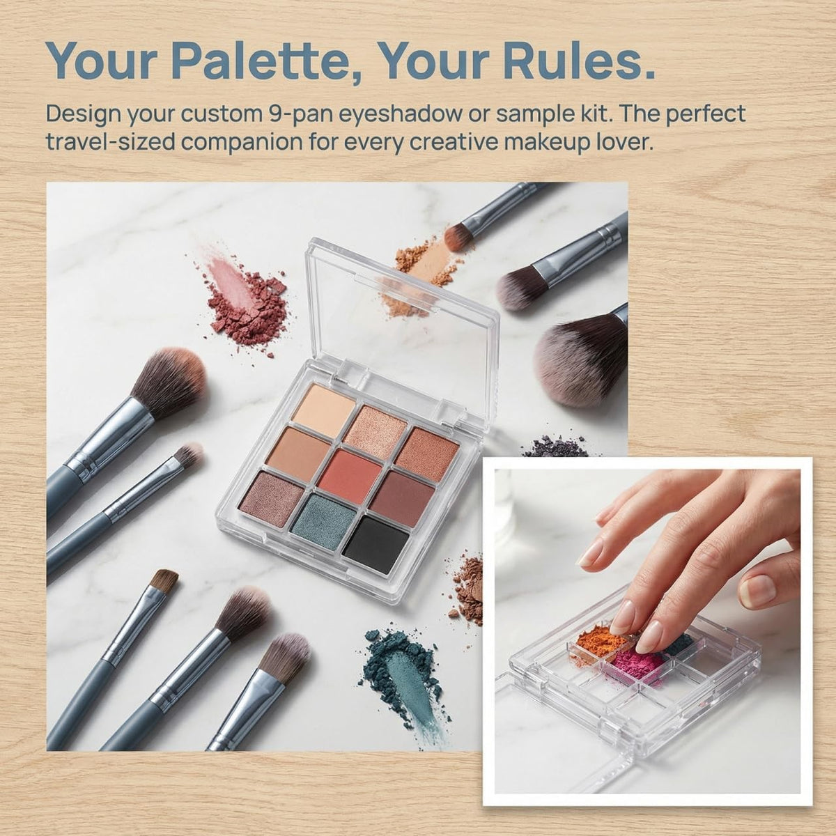 Empty Makeup Palette Depotting Case Set - 2 Pcs 9-Grid Transparent