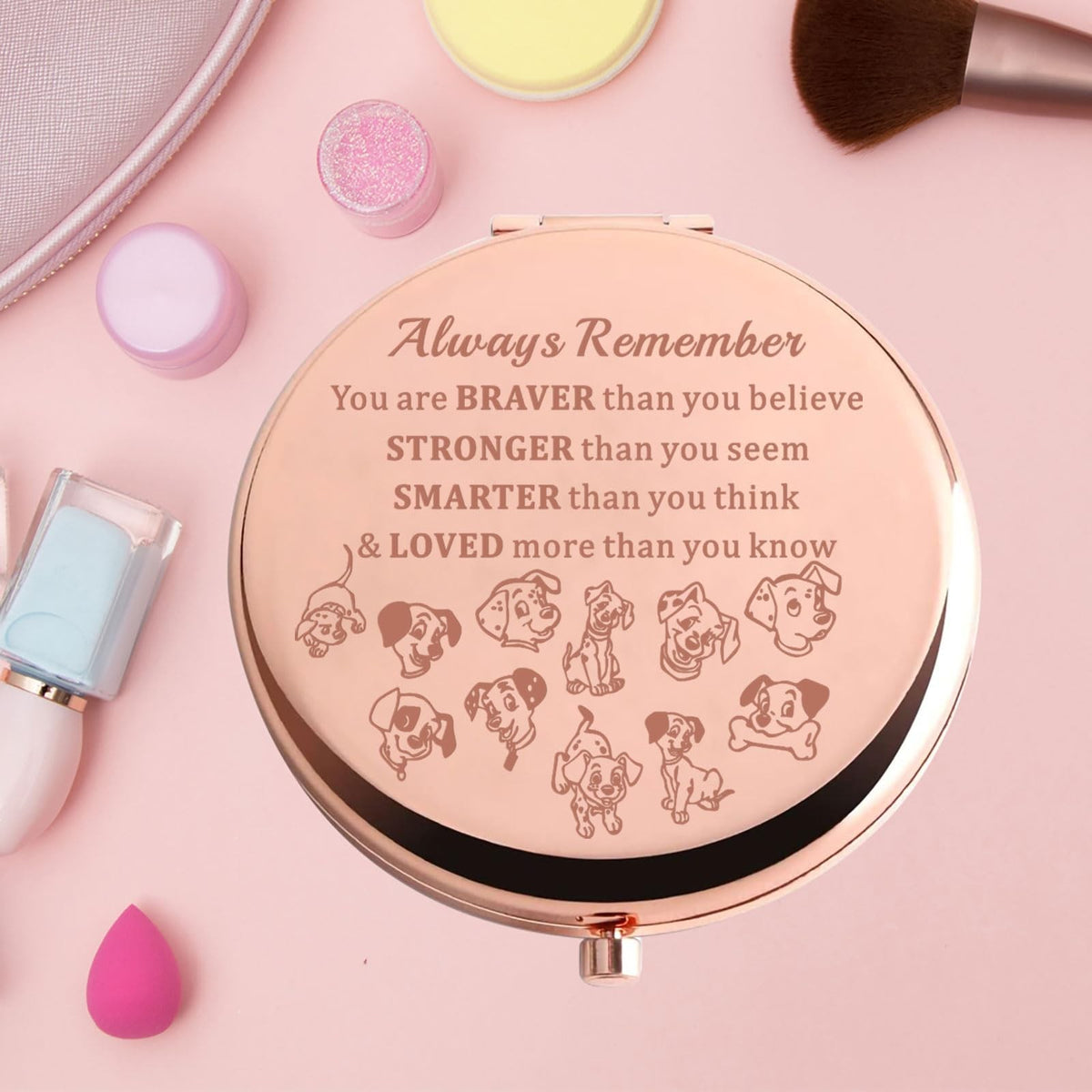 Dalmatians Pocket Mirror with Pongo & Perdita - Compact Travel Makeup Mirror