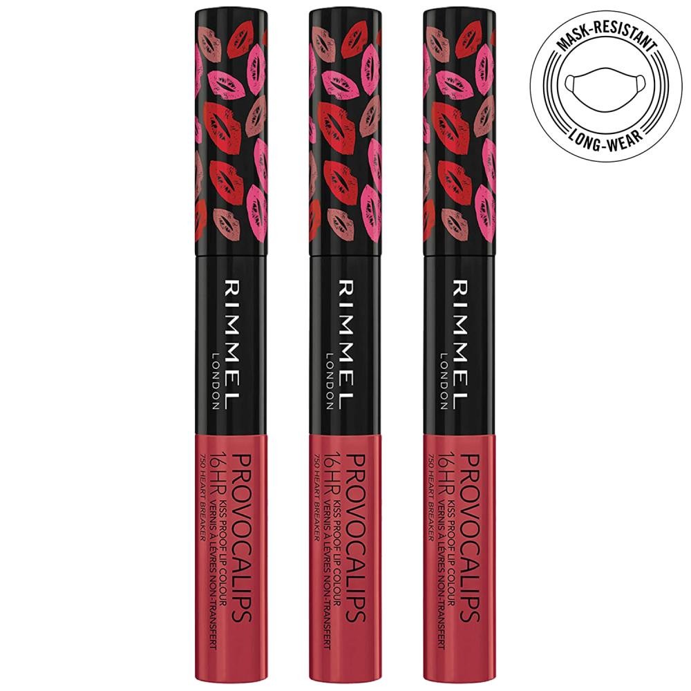 3-Pack Long-Lasting Kiss-Proof Lipstick with Glossy Finish - 750 Heart Breaker