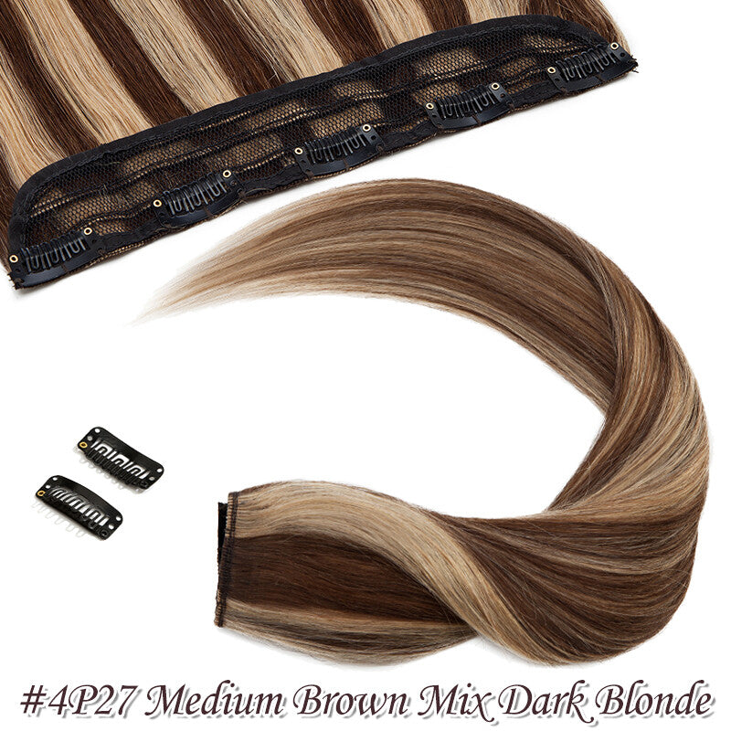 Clip-In Hair Extensions 3/4 Full Head Balayage Remy Human Hair Thick Weft