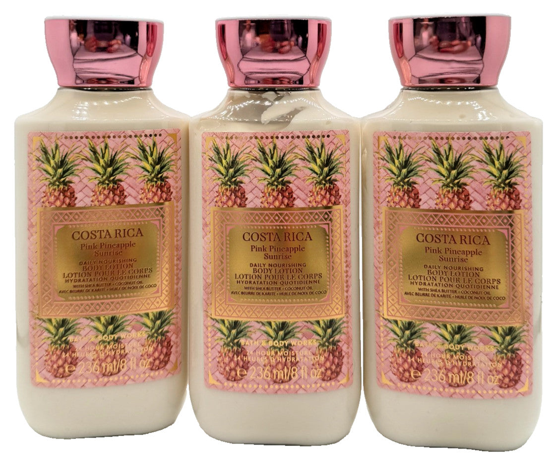 Bath & Body Works Body Lotion - Costa Pink Pineapple Sunrise, 8 oz (3-Pack)