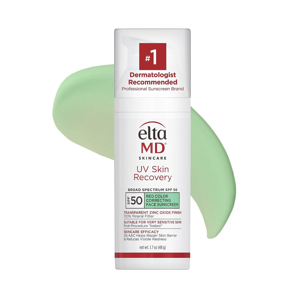 UV Skin Recovery Green Tint Mineral Sunscreen SPF 50, 1.7oz