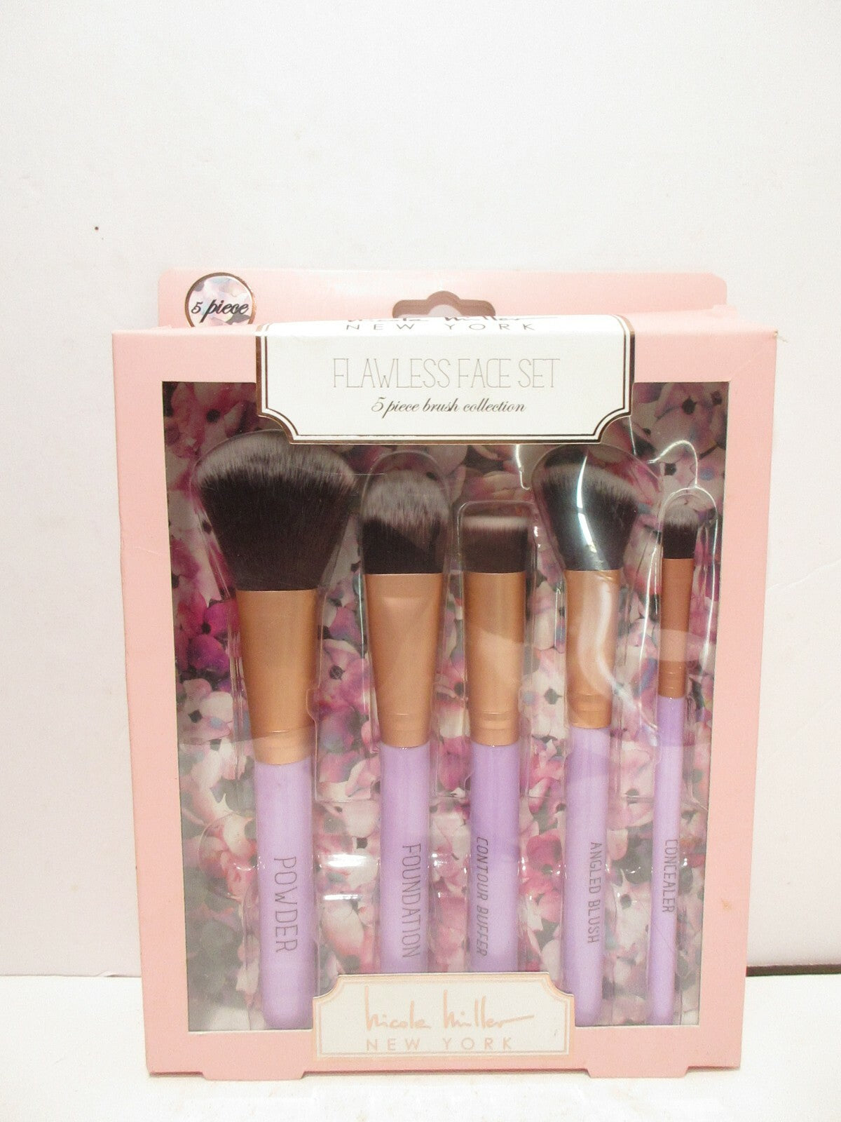 Nicole Miller New York Flawless Face Brush Set - 5 Piece Makeup Brush Collection
