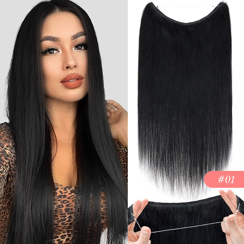 Thick Clip-In Remy Human Hair Extensions Headband Hairpiece & Ring