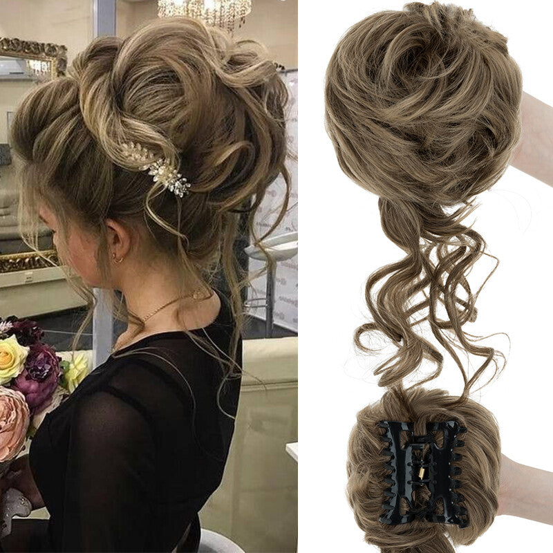 Clip-On Messy Bun Hair Piece Extension for Natural Updos - Blonde