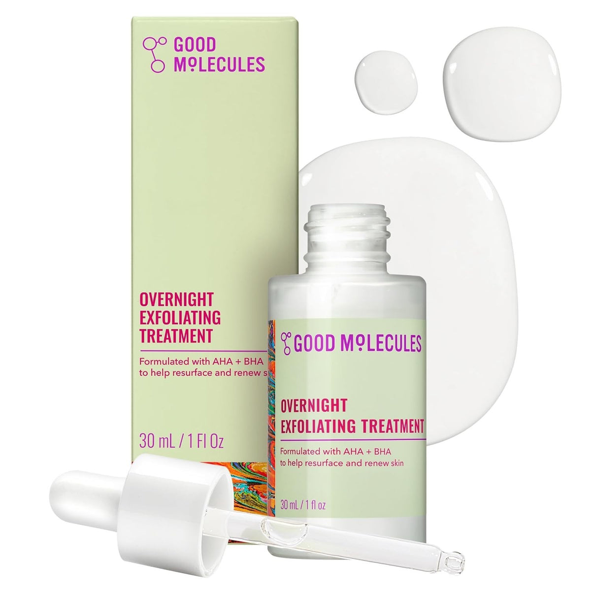 1 Fl Oz AHA BHA Overnight Serum - Resurface & Brighten Your Skin