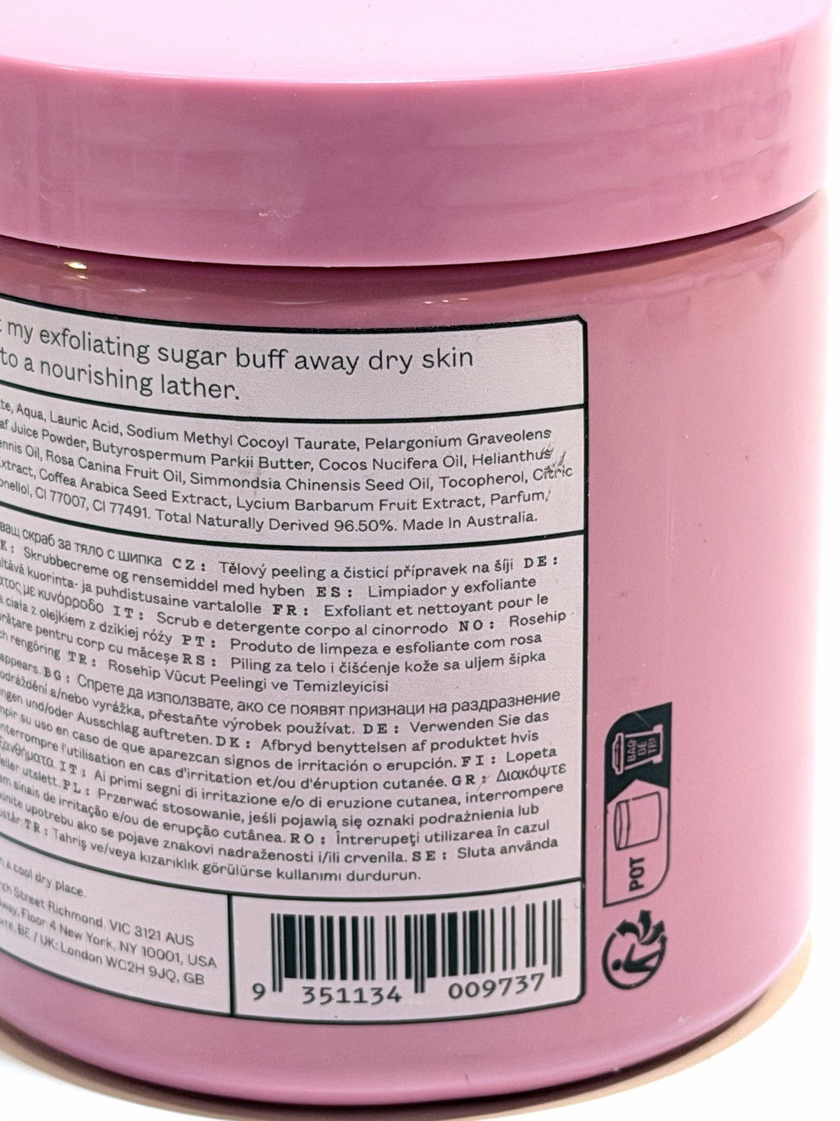 Frank Body Rosehip Scrub + Cleanser 8.82 oz 2-in-1 Vegan Australia