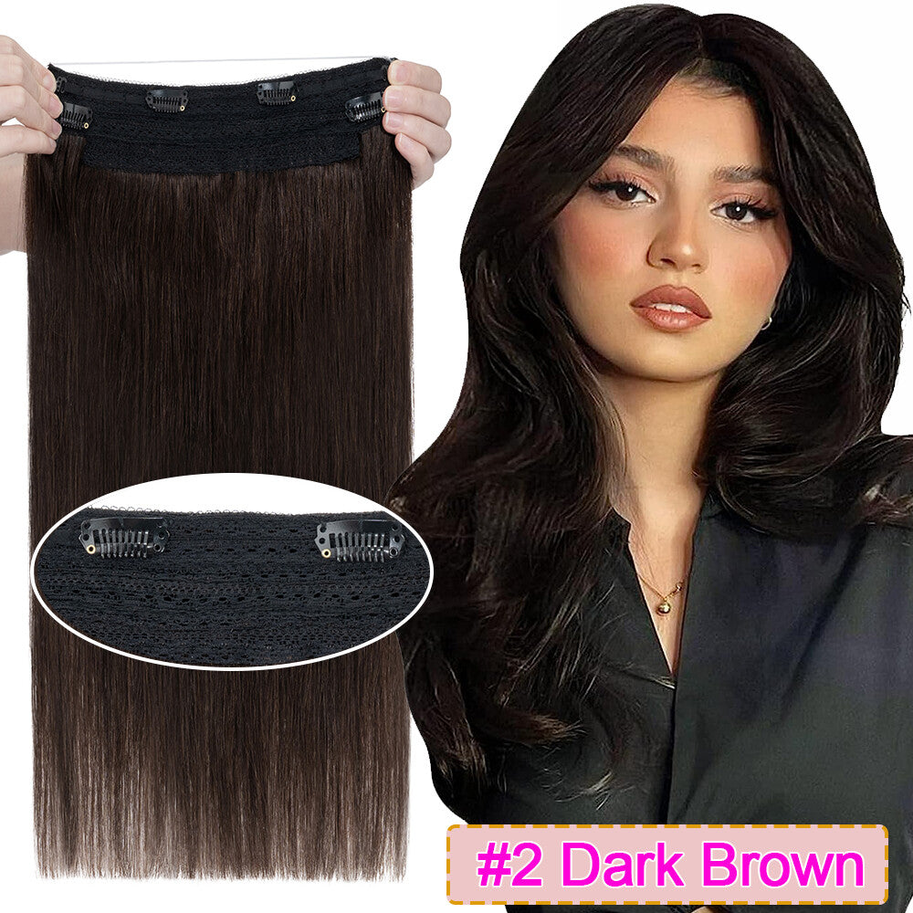 Invisible Wire Clip-In Hair Extensions - 100% Remy Human Hair, Easy to Wear