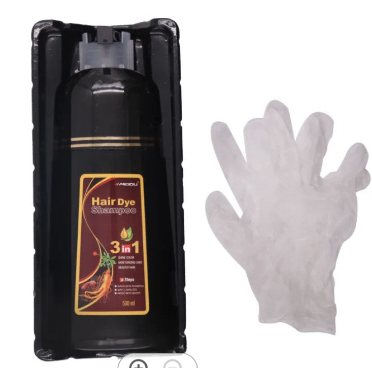 Hair Dye Color Shampoo Set Black – Mask & Spray