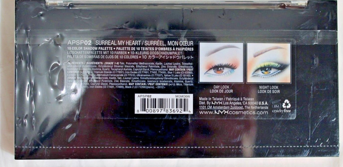NYX Avant Pop 10-Color Eye Shadow Palette Surreal My Heart - Brand New