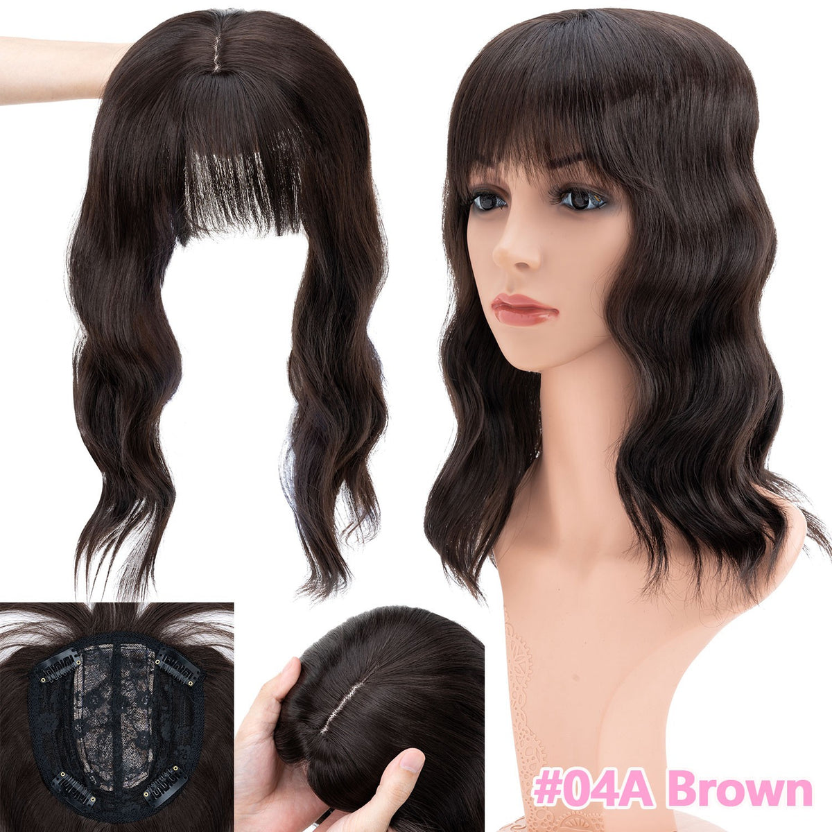 Women’s 14-Inch Real Human Hair Topper Clip-In Hairpiece for Thin Hair
