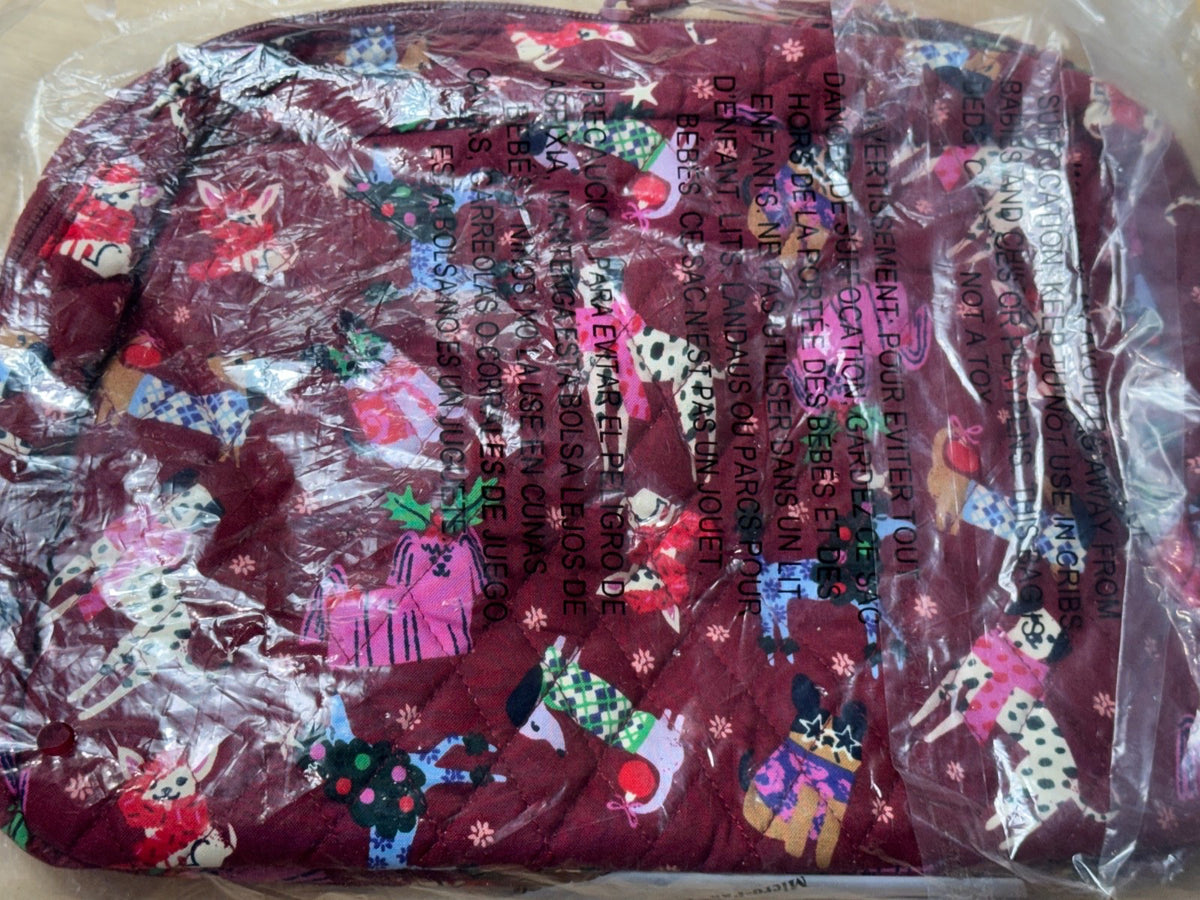 Vera Bradley Cosmetic Bag Holiday Hounds Dogs NWT
