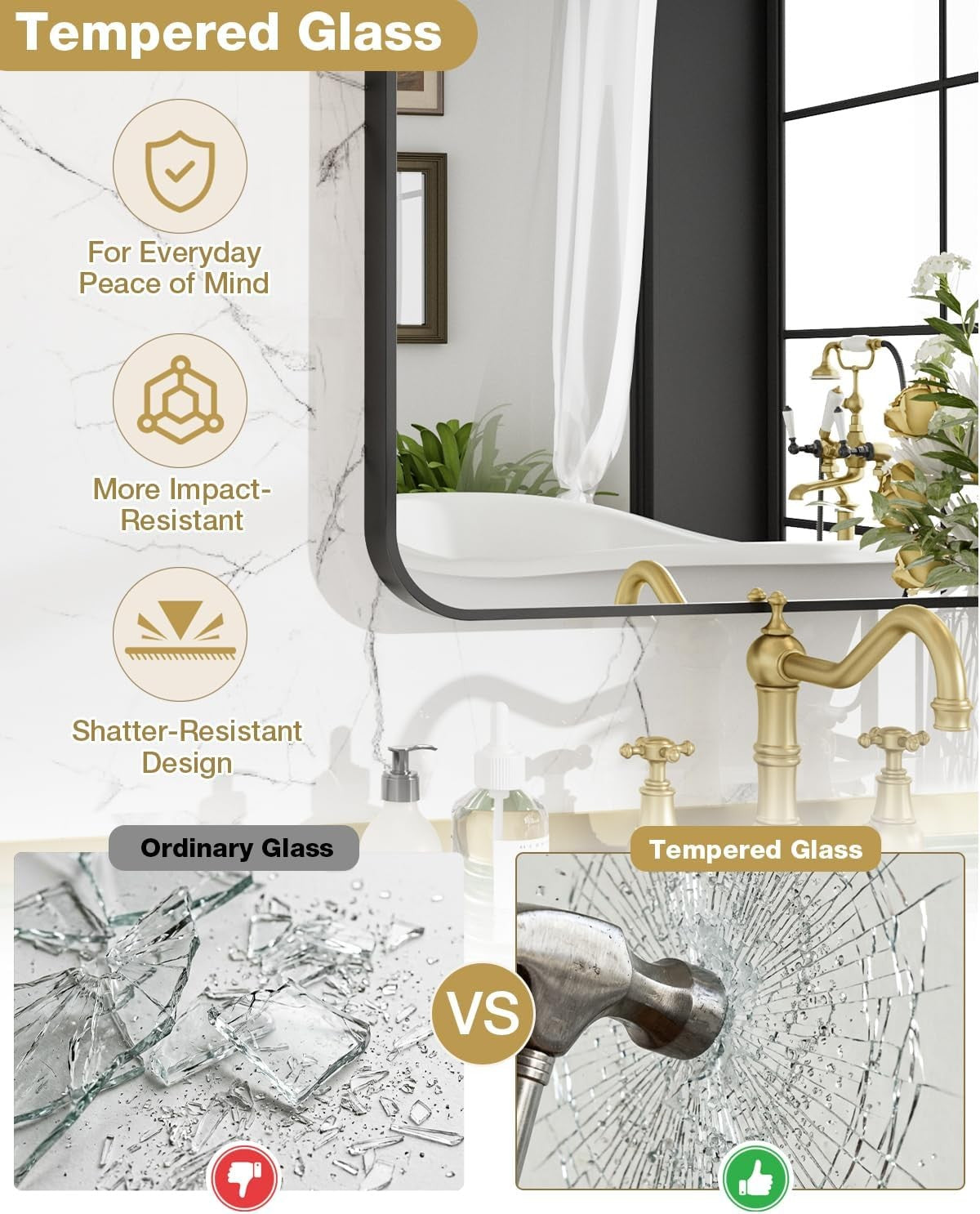 16x24 Matte Black Wall-Mounted Bathroom Mirror Rectangle Vanity