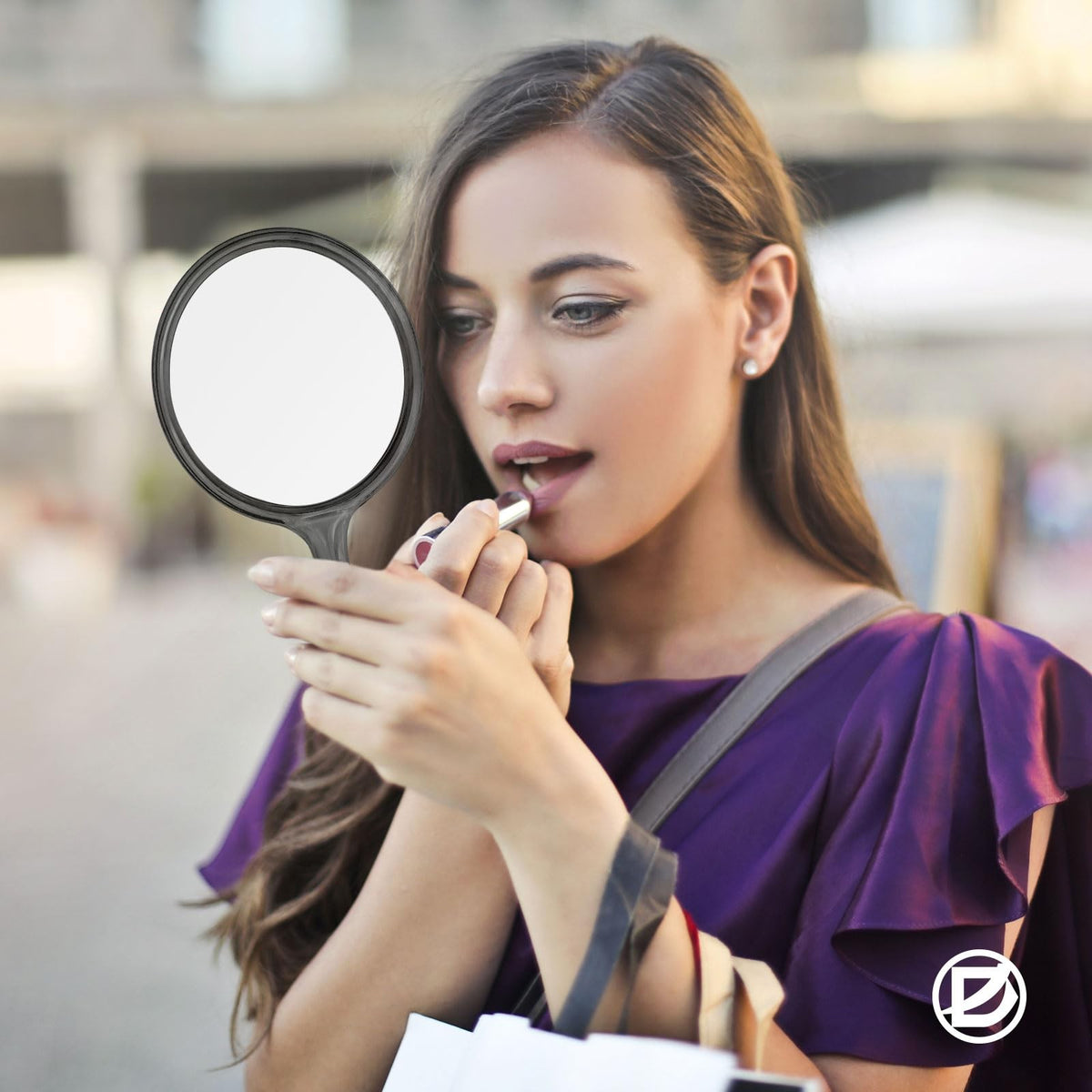 Double Sided Handheld Mirror with Handle - 2X Magnification, Large Size