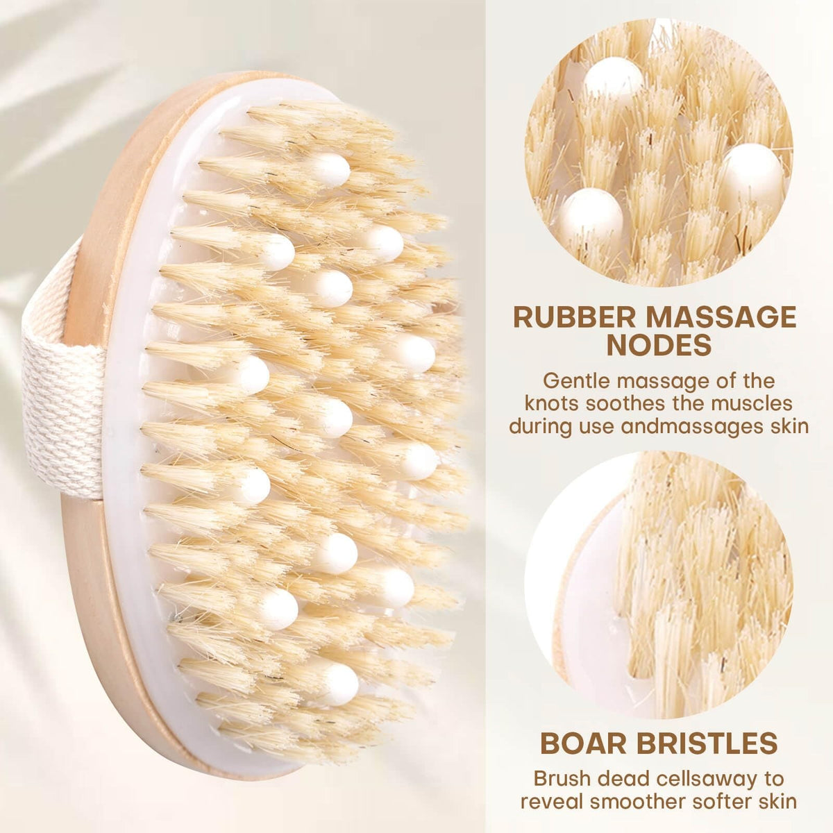 2 Pack Dry Brushing Body Brush, Natural Bristle Exfoliating Brush