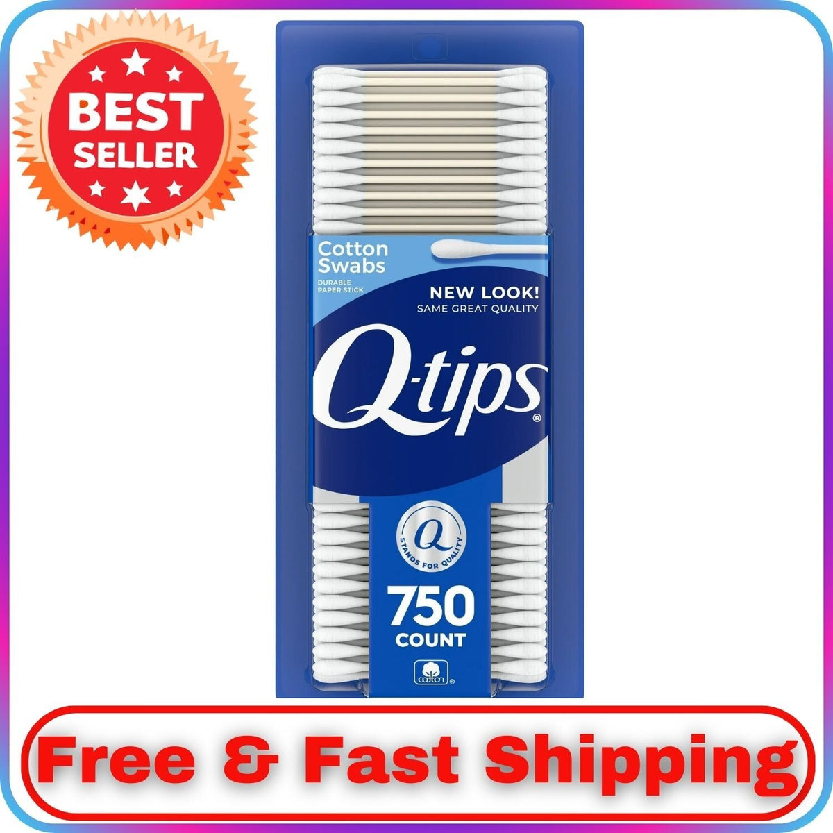 Cotton Swabs Pack - 750 Count, Soft 100% Cotton Tips for Personal & First Aid Use
