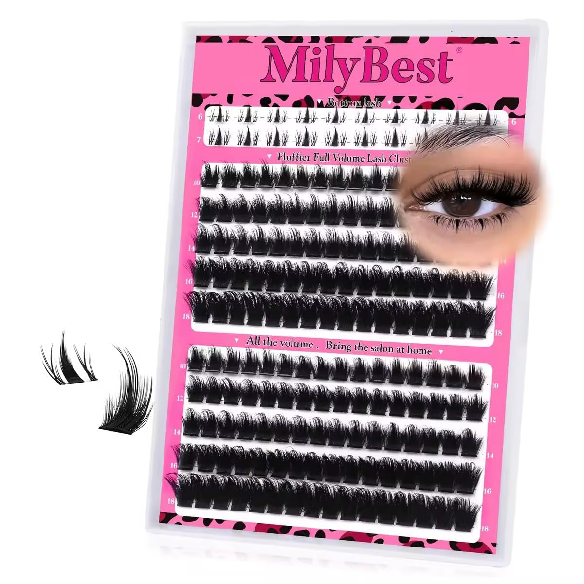 False Eyelash Clusters with Spikes, Bottom 4 Pack - Black, Trendy & Reusable