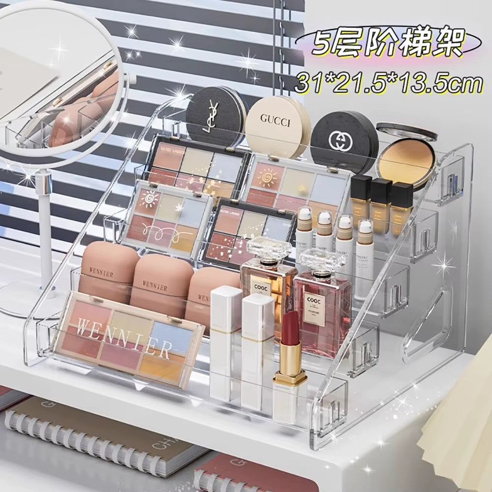 Transparent Makeup Organizer Storage Box with Multiple Layers - Clear Cosmetic Display Case