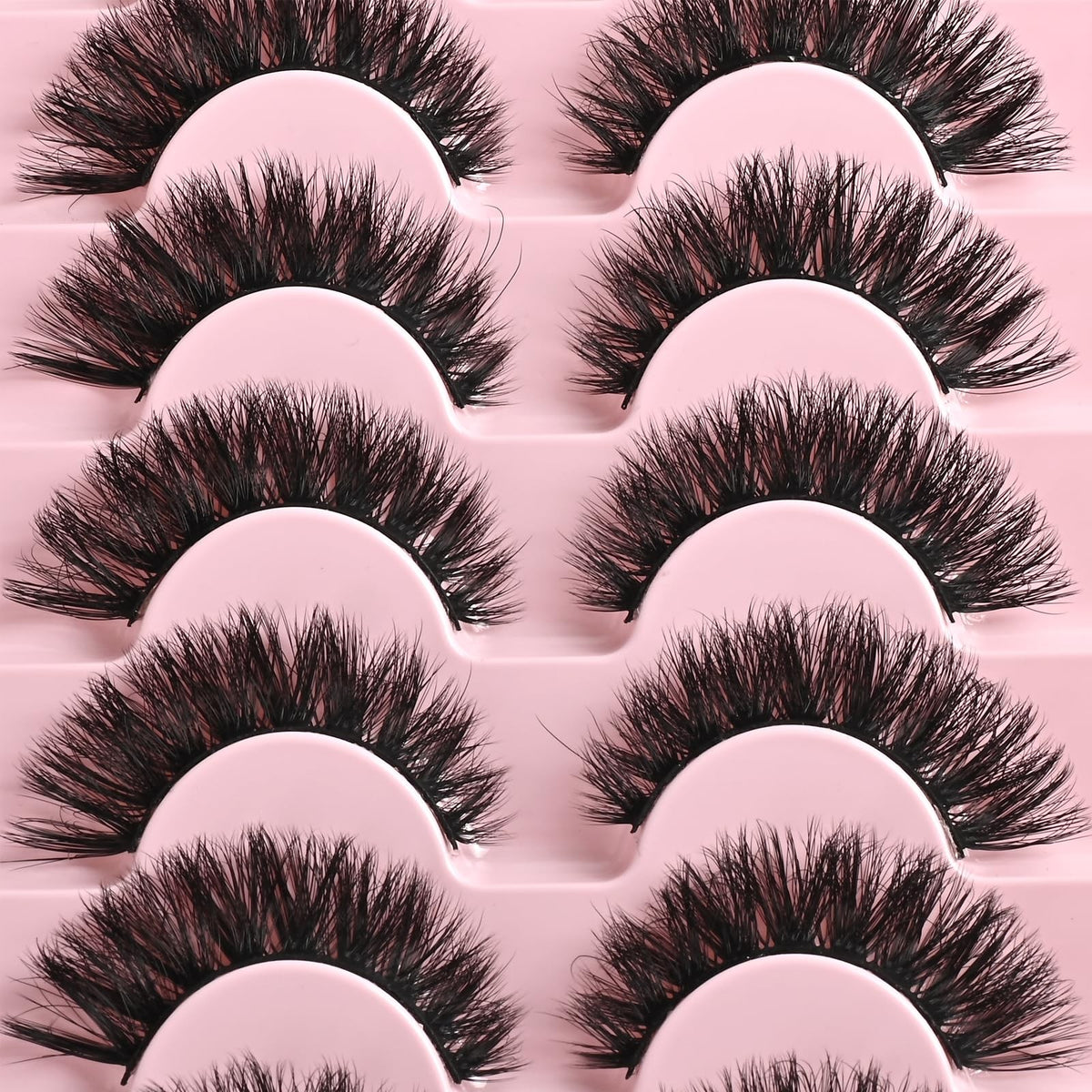 Cat Eye False Eyelashes Fluffy Wispy 7 Pairs Reusable Flared Lashes