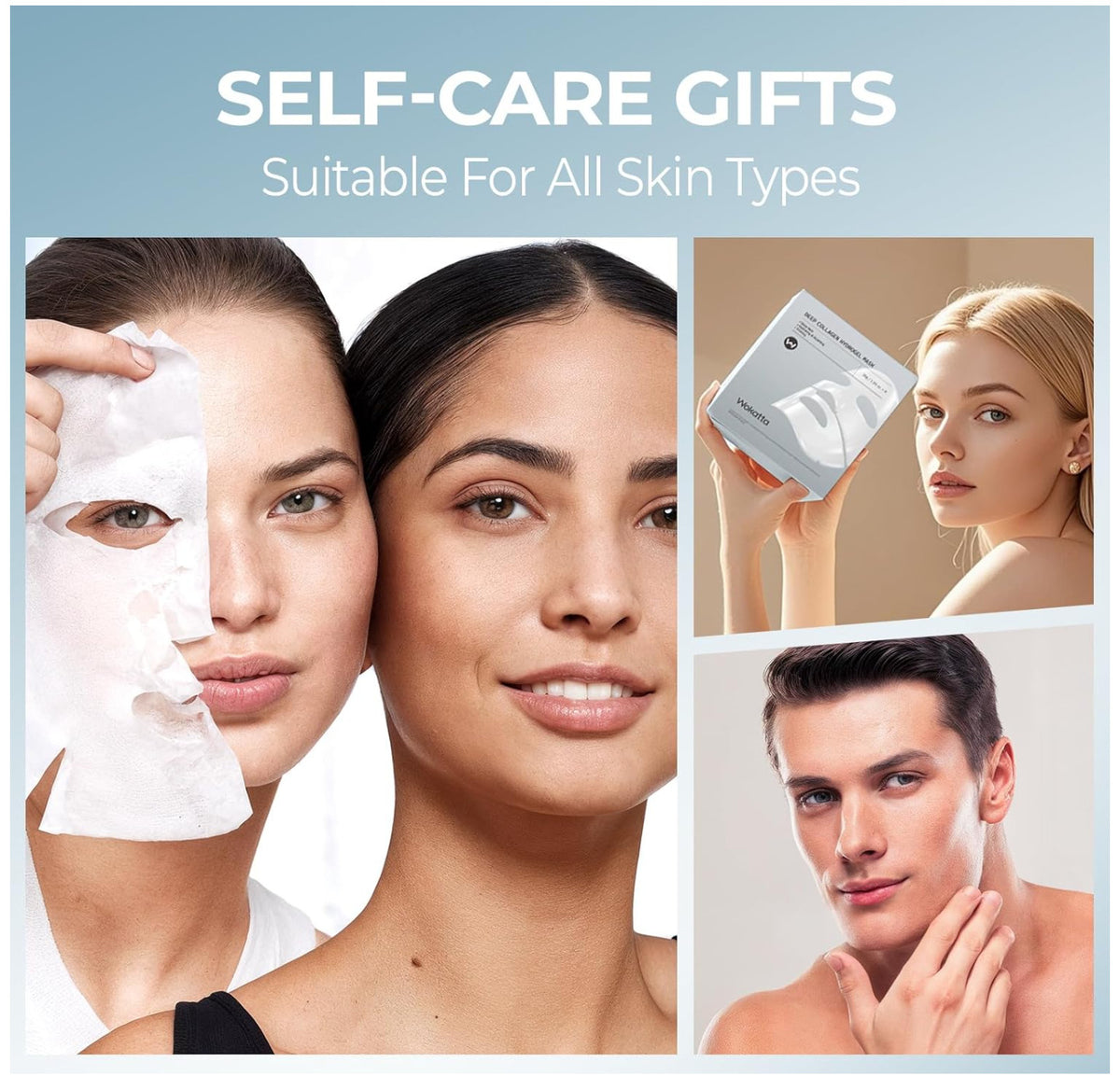 Collagen Hydrogel Face Mask, Overnight Hydrating Sheet Mask 30g×6ea