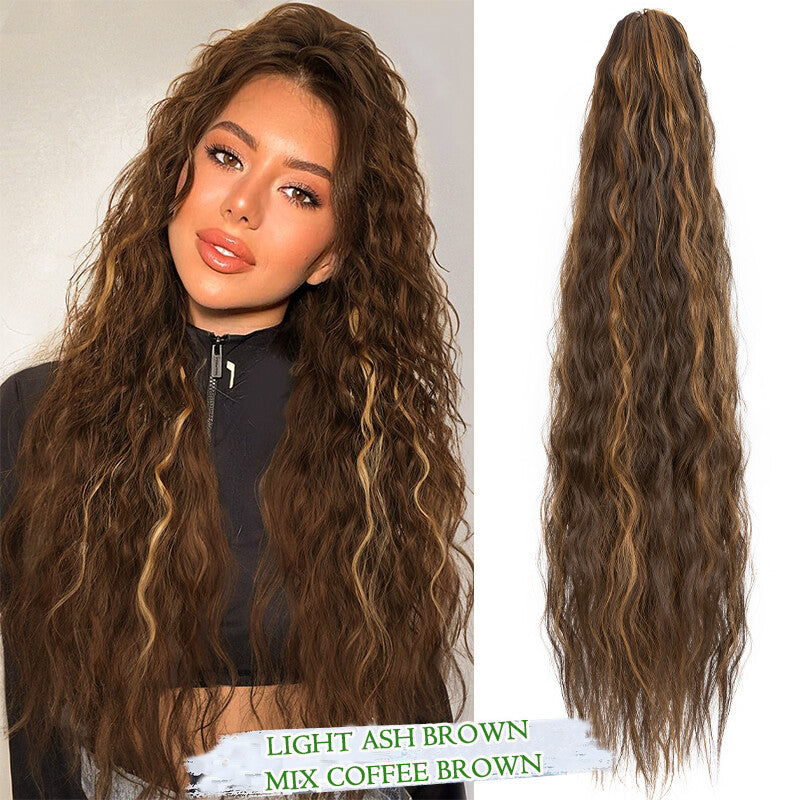 Drawstring Ponytail Hair Extension with Layered Wavy Texture - Thick & Natural-Looking