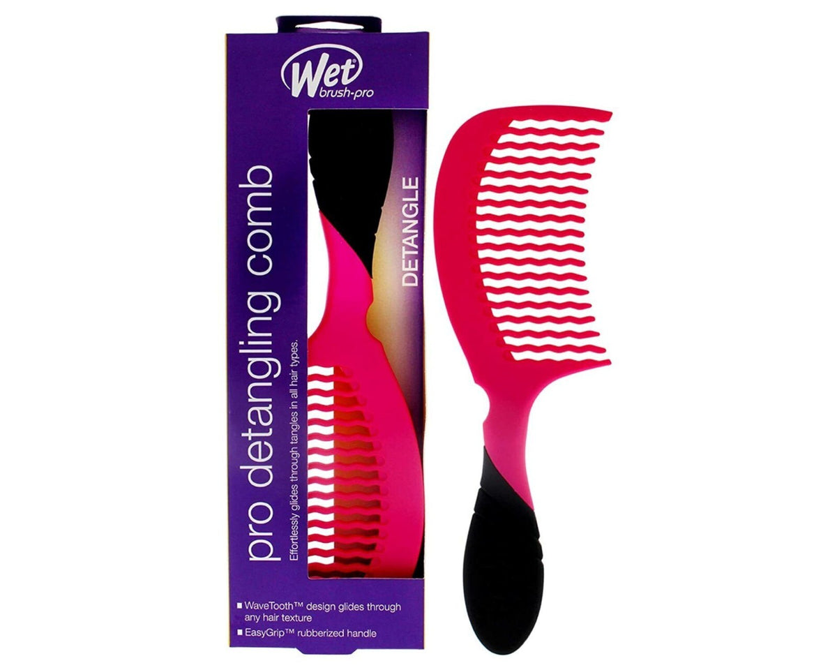 Pink Detangling Comb for Wet & Dry Hair - Wavetooth Styling Teeth