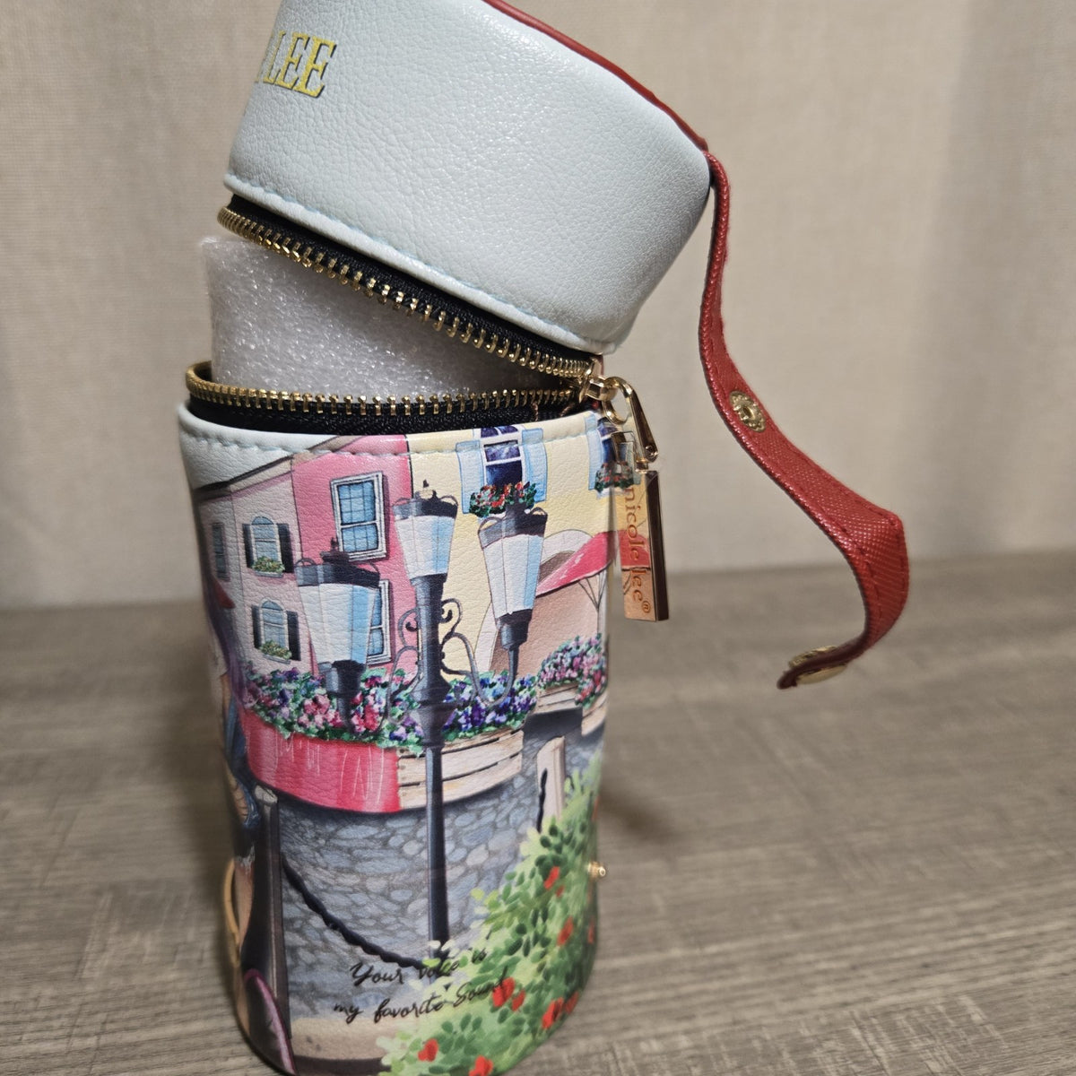 Travel Makeup Brush Holder Case with Mirror and Vegan Leather - Nicole Lee