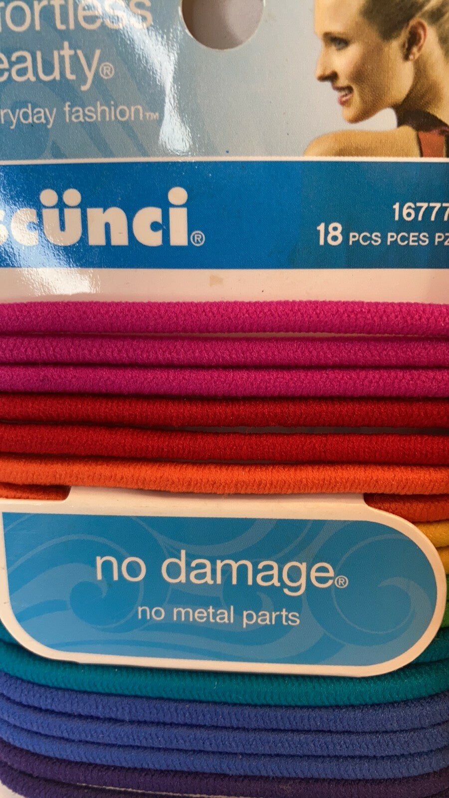 Scunci Hair Ties Ponytail Elastics No Metal Rainbow Pink Red Orange