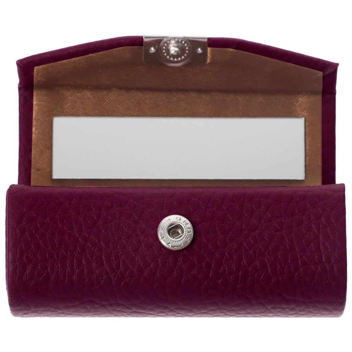 Leather Lipstick Case with Mirror - Travel Cosmetic Organizer for Women