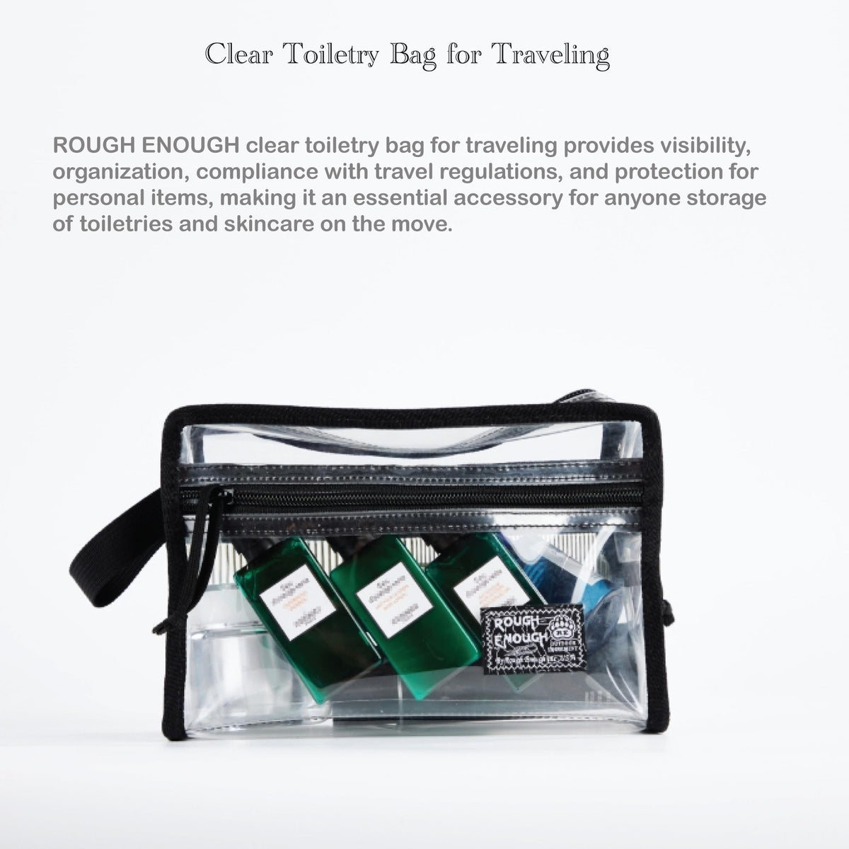 Clear Waterproof Toiletry Bag for Travel Cosmetics & Grooming - 8.5x3.5x5.5 Inches