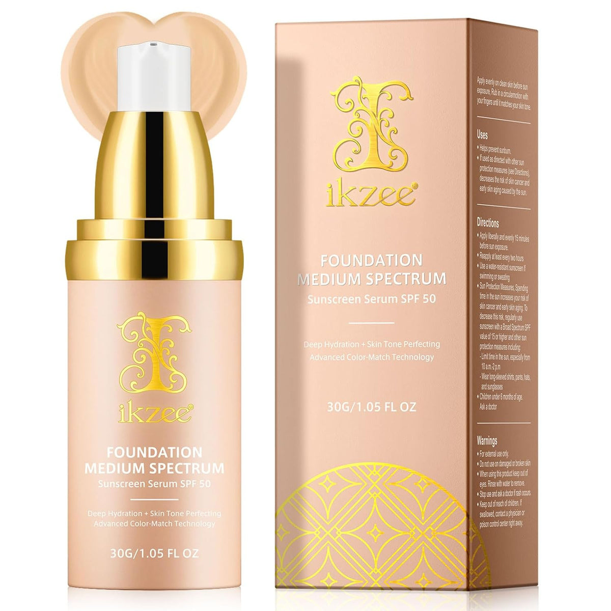 Color Changing Foundation SPF 50+ Longwear Waterproof Hydrating Makeup