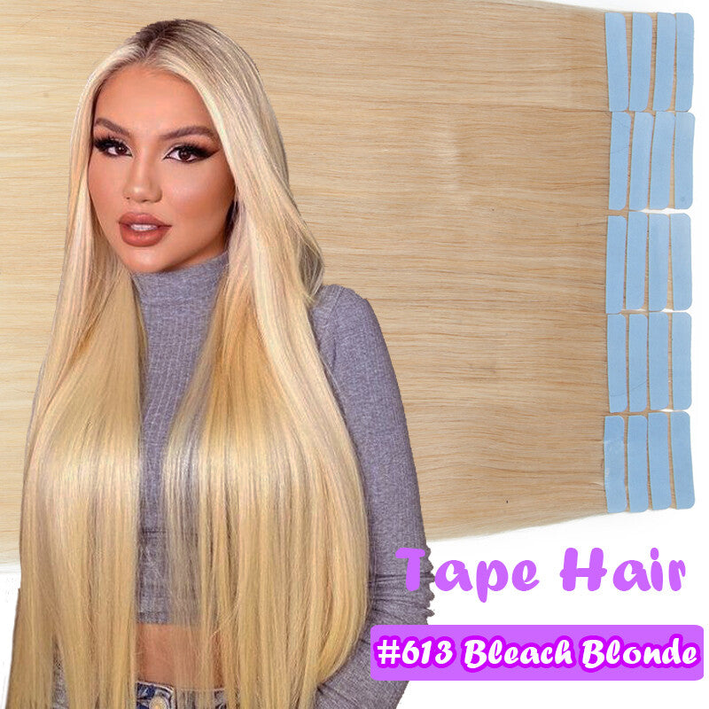Russian Remy Human Hair Tape-In Extensions Full Head - 60PCS, Multiple Lengths & Colors