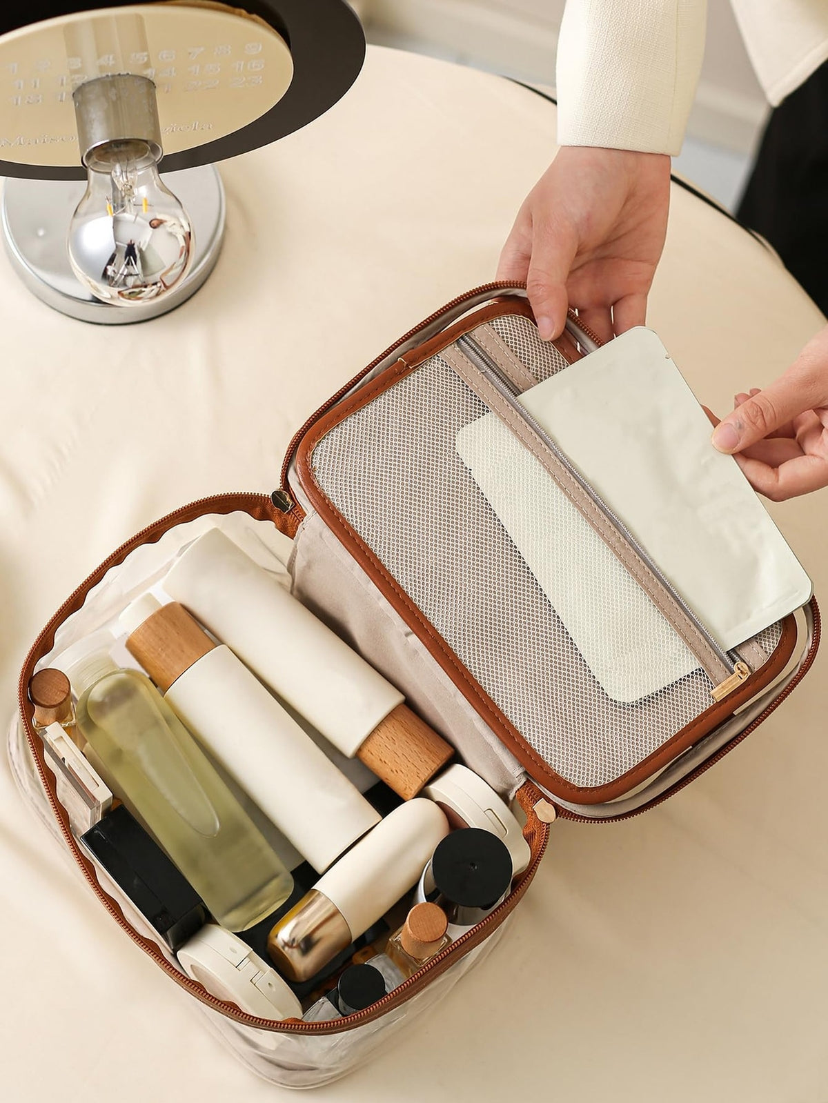 Large Clear Travel Cosmetic Bag Waterproof Makeup Organizer with Handle