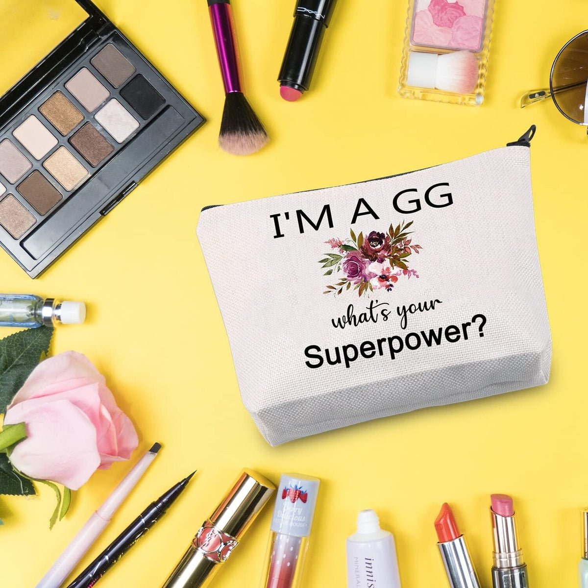 G2TUP GG White Makeup Case Travel Cosmetic Bag with Superpower Print