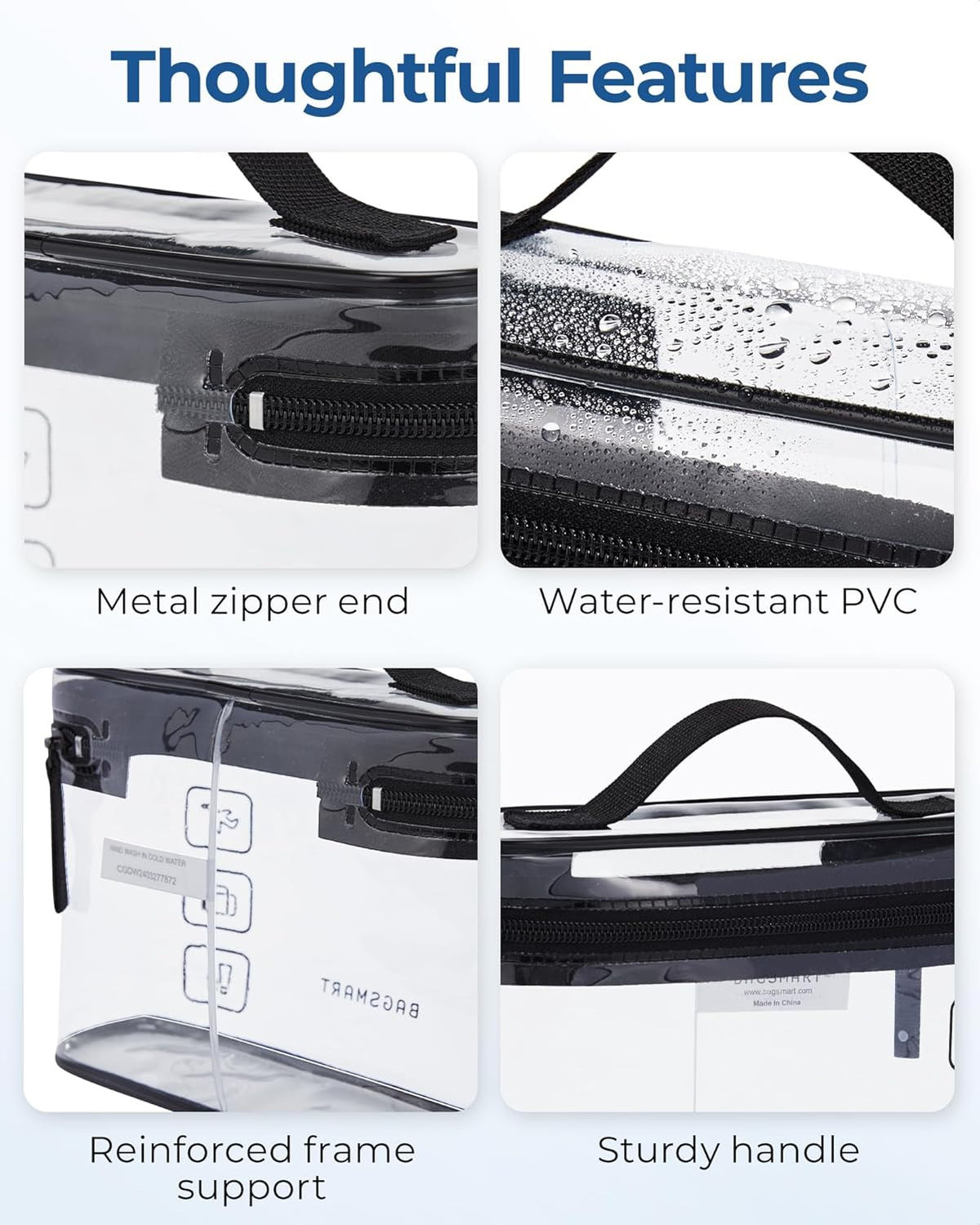 TSA Approved Clear Toiletry Bag Set - Waterproof Makeup Organizer, 2 Pack